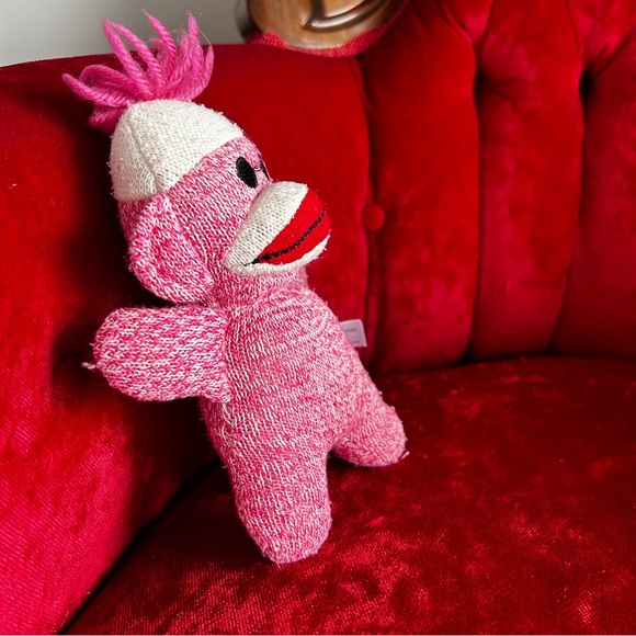 Schylling Red/Pink Sock Monkey 7 inches Stuffed Animal Set of 2 - Picture 8 of 12